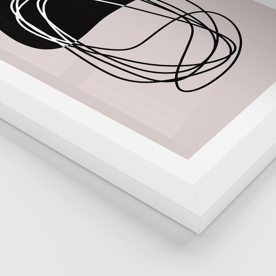 Plakat w ramie 30x40 - Strukturalne Kontrasty - abstrakcyjne szkicowane linie, minimalizm - rama biała