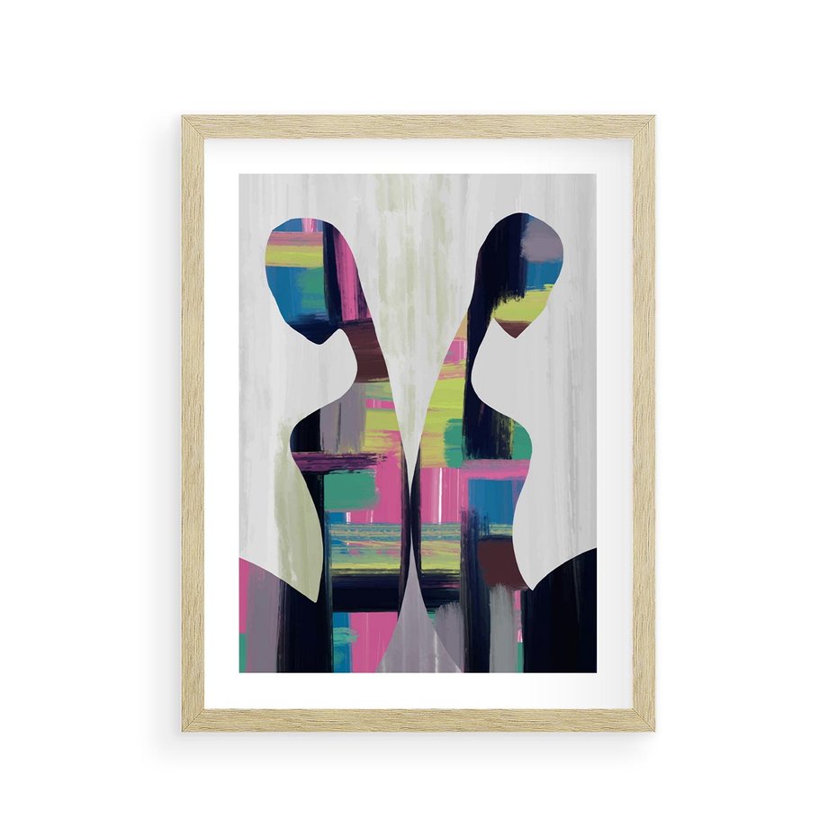 Plakat w ramie 30x40 - Nowa Era - abstrakcyjny plakat, nowoczesna sztuka - rama drewno