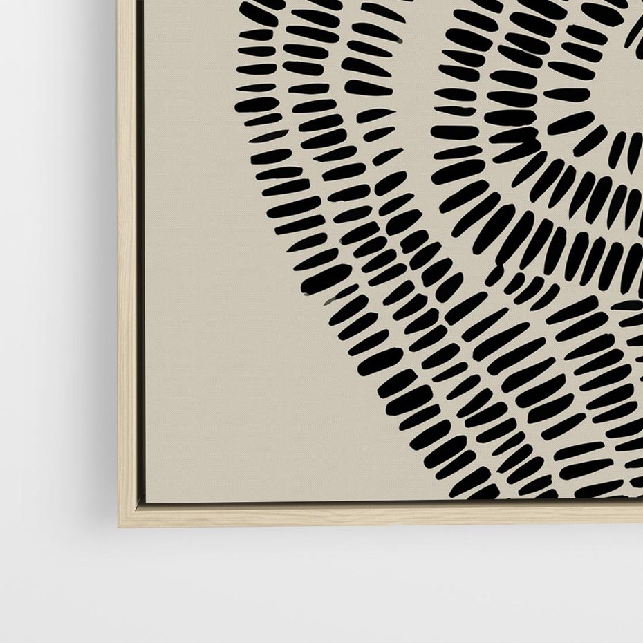 Obraz w ramie 80x80 - Nowoczesne Spektrum Wyobraźni - boho plakat, czarne kropki kreski - rama drewno