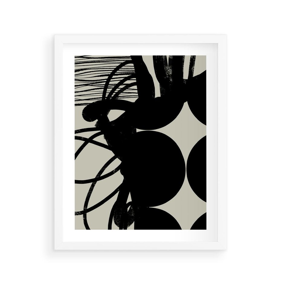 Plakat w ramie 40x50 - Modernistyczne Refleksje - abstrakcja, mroczny klimat - rama biała