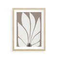 Plakat w ramie 30x40 - Ekspresyjne Kontury - abstrakcyjny kwiat, beże i brązy - rama drewno