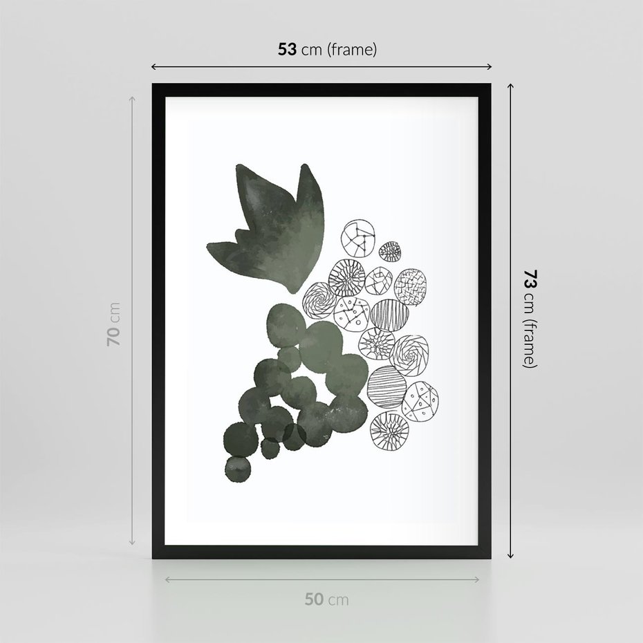Plakat w ramie 50x70 - Grono Abstrakcji - minimalistyczny plakat, winogrona - rama czarna