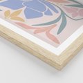 Plakat w ramie 50x70 - Pastele Kwiatowych Plam - pastelowe kwiaty, na beżowym tle - rama drewno