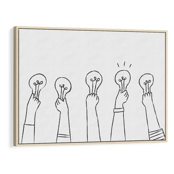 Obraz w ramie 120x80 - Idea w Rękach - szkic, grafika - rama drewno