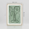 Plakat w ramie 50x70 - Zielone Wariacje w Liniach - abstrakcyjne zielone linie, skandynawski design - rama drewno