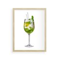 Plakat w ramie 30x40 - Limonkowy drink w letnim stylu - drink, limonka - rama drewno