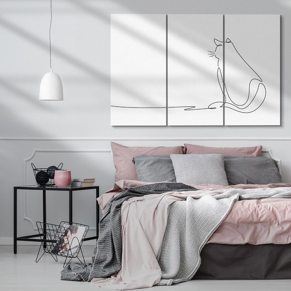 Obraz na płótnie 120x80 - Koci Szkic - szkic, line art