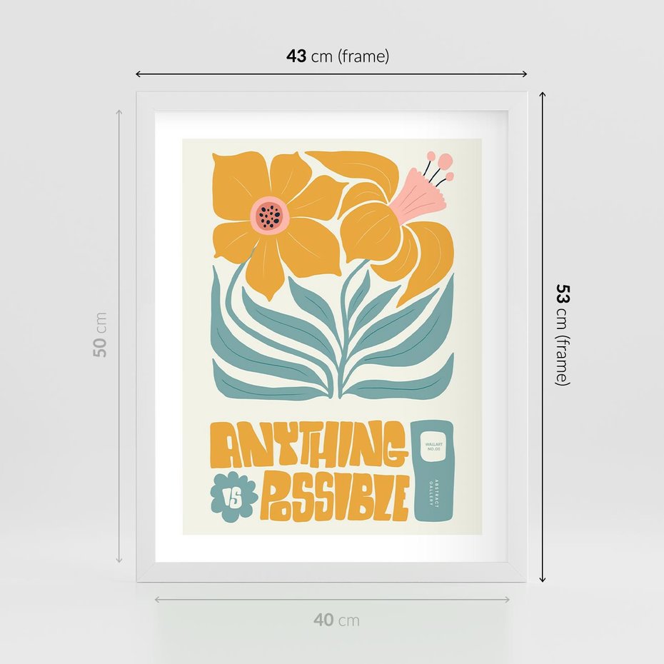 Plakat w ramie 40x50 - Kolorowa Harmonia - sztuka nowoczesna, pastelowe kwiaty - rama biała