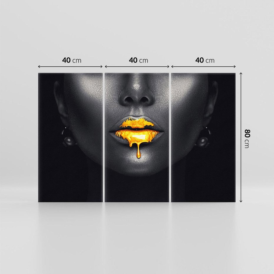 Obraz na płótnie 120x80 - Złote Usta Kobiety - złote, usta