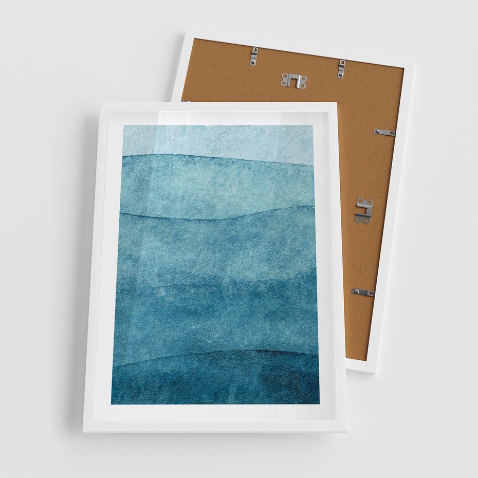 Plakat w ramie 50x70 - Kolorowe fale akwareli - akwarela, fale - rama biała