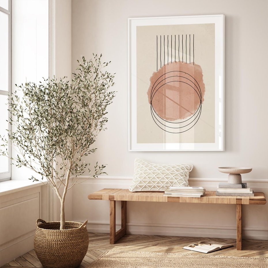 Plakat bez ramy 21x30 - Migotliwe Kontury - akwarelowa plama, geometryczne szkicowane kształty