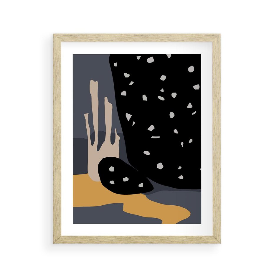 Plakat w ramie 40x50 - Formy Szarości - ciemny, mroczny plakat - rama drewno