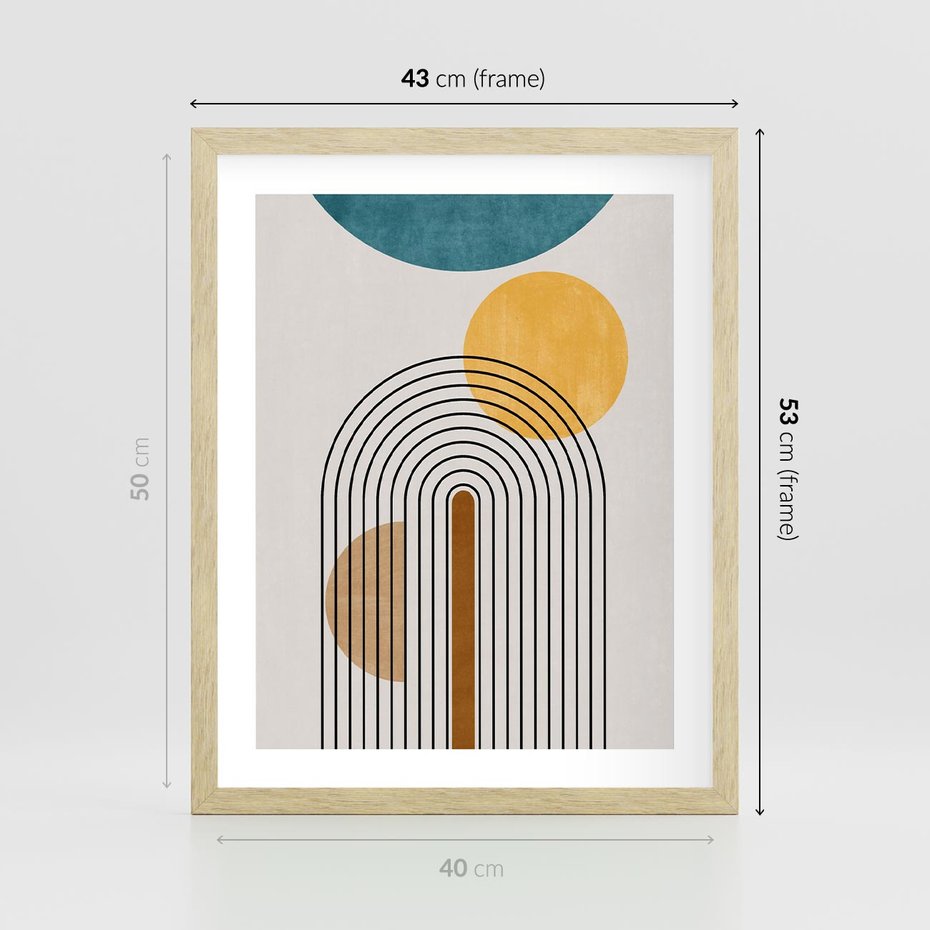 Plakat w ramie 40x50 - Wewnętrzne Labirynty Form - styl mid century, nowoczesna sztuka - rama drewno