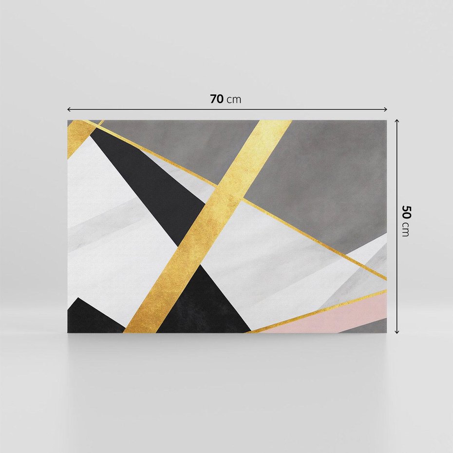 Obraz na płótnie 70x50 - Pudrowe Abstrakcyjne Lustra - złote abstrakcyjne linie, szarość