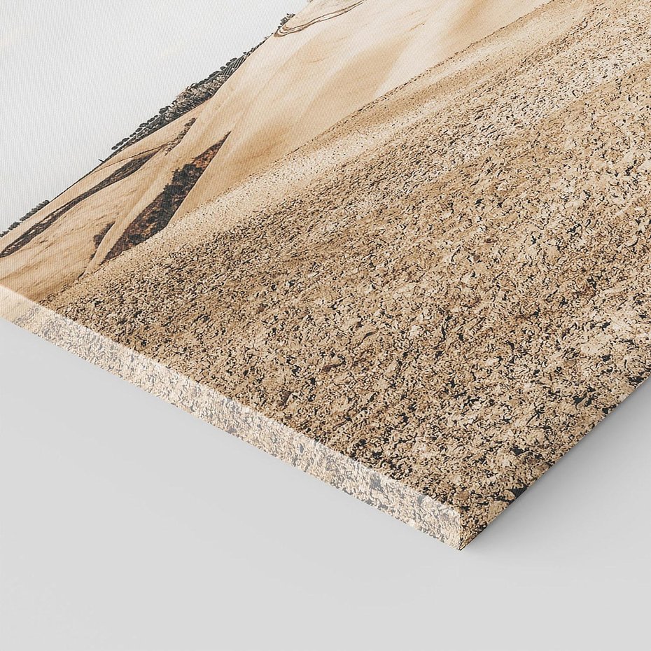 Obraz na płótnie 120x80 - Refleksyjny taniec myśli - pustynny krajobraz, odcienie sepii