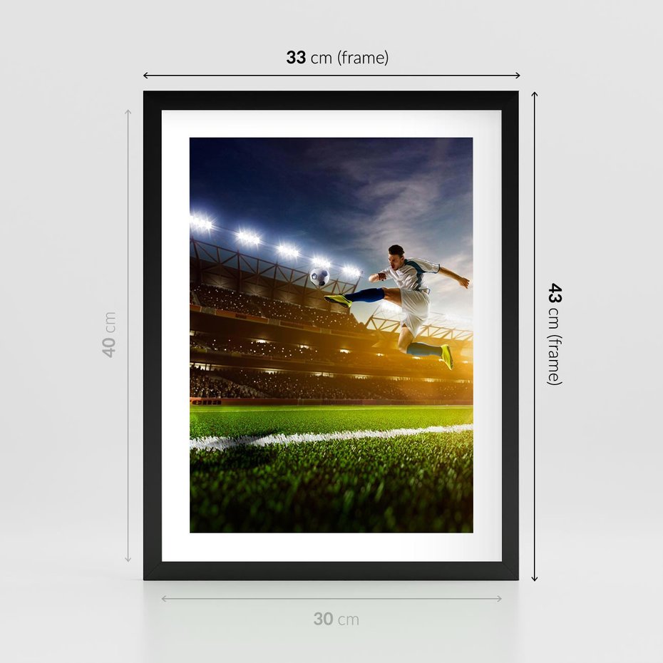 Plakat w ramie 30x40 - Gol! Magia piłki nożnej - gol, piłka - rama czarna