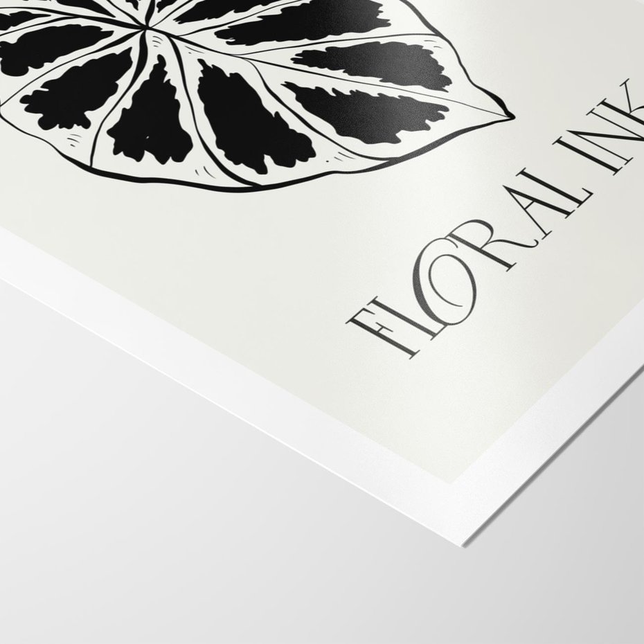 Plakat bez ramy 21x30 - Zapisane na liściach wspomnienia - liść, czarny kontur na jasnym tle