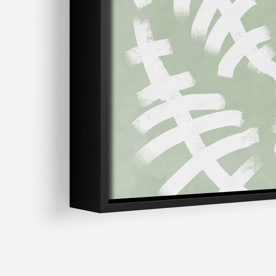 Obraz w ramie 70x100 - Oaza Zieleni - zielona abstrakcja, zgaszona zieleń - rama czarna