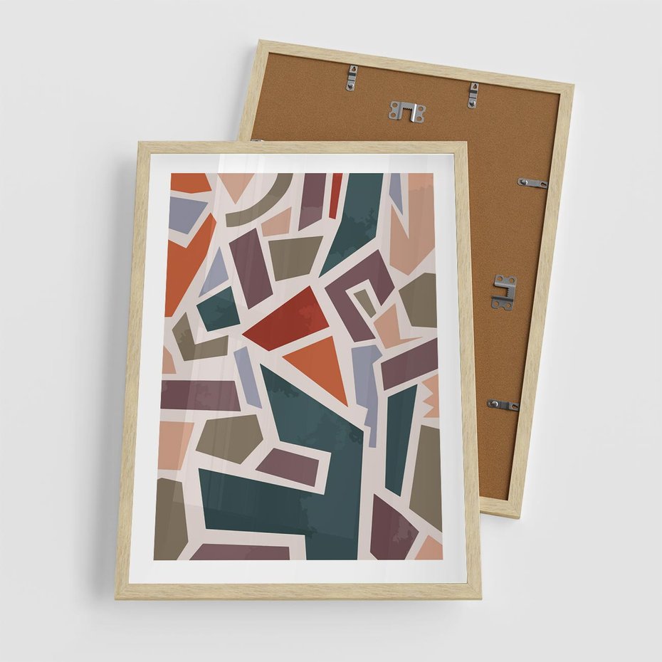 Plakat w ramie 50x70 - Modernistyczna Transcendencja - geometryczne kształty, mozaika - rama drewno