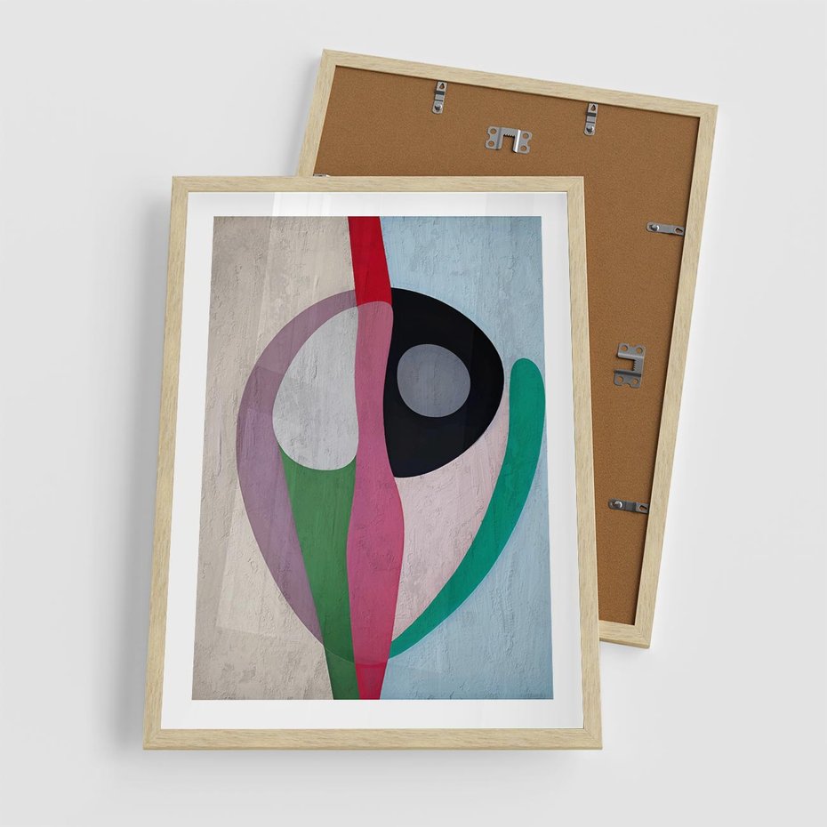 Plakat w ramie 50x70 - Wibracje Kolorów Marzeń - abstrakcyjne dziwne kształty, olejny obraz - rama drewno
