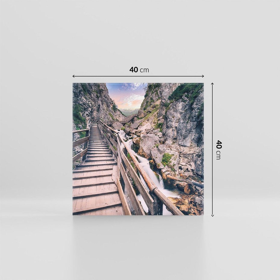 Obraz na płótnie 40x40 - Schody w skałach - Góry - schody, skały