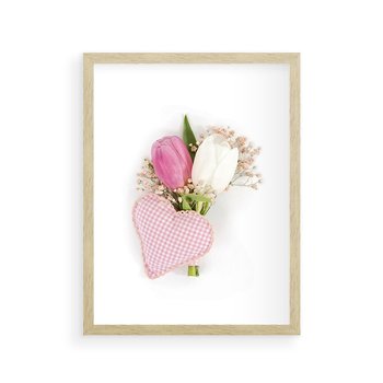 Plakat w ramie 50x70 - Kolorowa Harmonia - kwiaty, bukiet - rama drewno