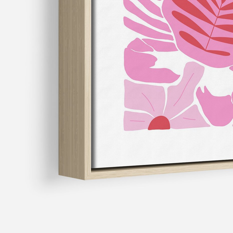 Obraz w ramie 70x100 - Roztańczone Kraby - różowe kwiaty i kraby, abstrakcyjna kompozycja - rama drewno