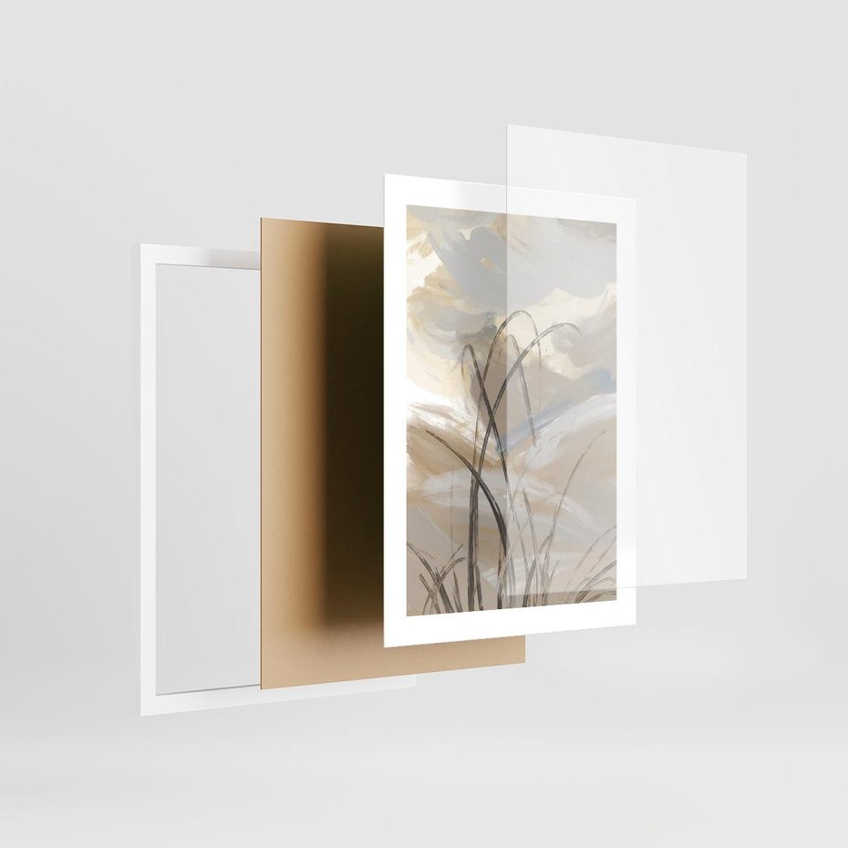 Plakat w ramie 30x40 - Nowoczesne Odbicia - akwarela, obraz - rama biała