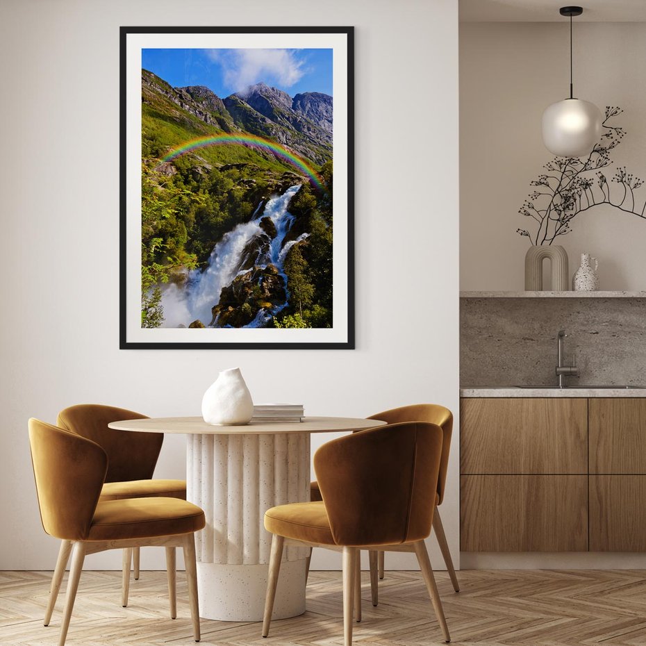 Plakat bez ramy 50x70 - Tęczowe góry - harmonia kolorów - tęcza, góry