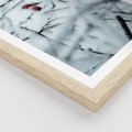 Plakat w ramie 30x40 - Zima w Detalu: Gałęzie ze Szronem i Śniegiem - śnieg, zima - rama drewno
