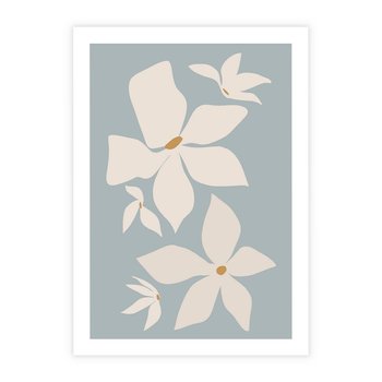 Plakat bez ramy 50x70 - Błękit Kwiatów - kwiaty, nowoczesne i minimalistyczne