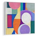 Obraz w ramie 80x80 - Migotliwe Impulsy Dźwięku - różne geometryczne formy, koła - rama biała