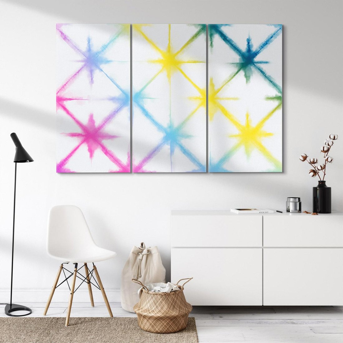 Obraz na płótnie 120x80 - Wibracje podświadomego hałasu - tęczowe kolorowe plamy, wybuchy