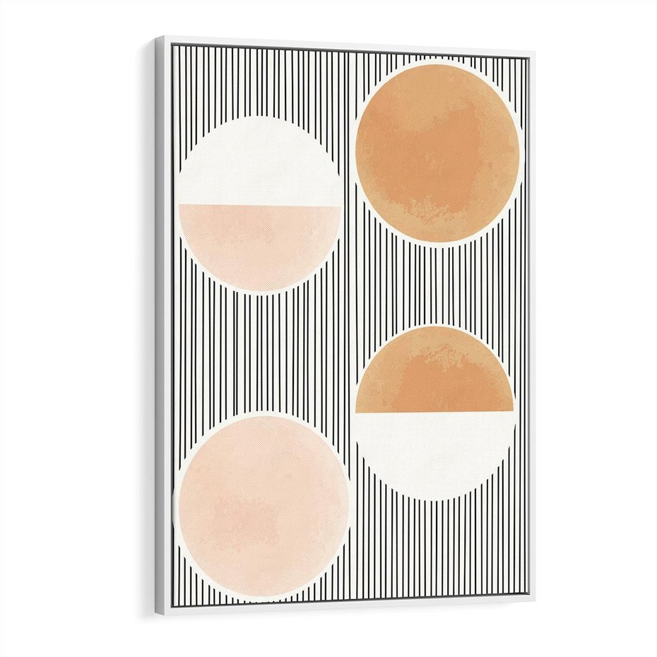 Obraz w ramie 70x100 - Przenikające Kształty - abstrkacyjna nowoczesna sztuka, koła okręgi - rama biała