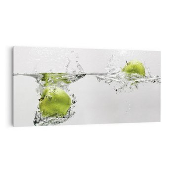 Obraz na płótnie 120x60 - Jabłka: Świeżość natury - jabłka, woda
