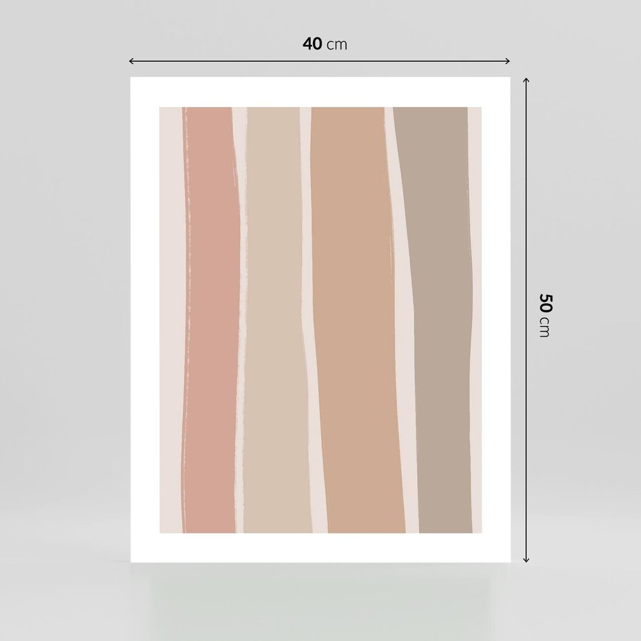 Plakat bez ramy 40x50 - Tęczowa Zgaszona Aura - abstakcyjne tęczowe pasy, delikatne odcienie beżu