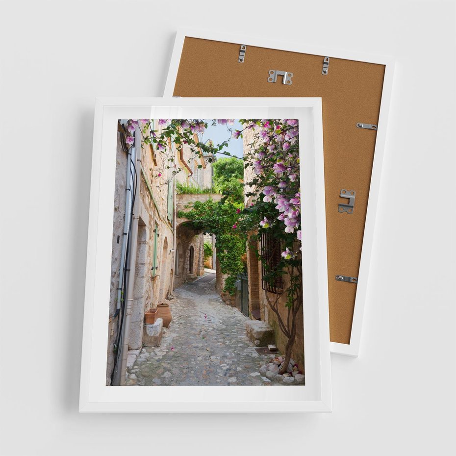 Plakat w ramie 50x70 - Ścieżka W Nieskończoność - uliczka, perspektywa - rama biała