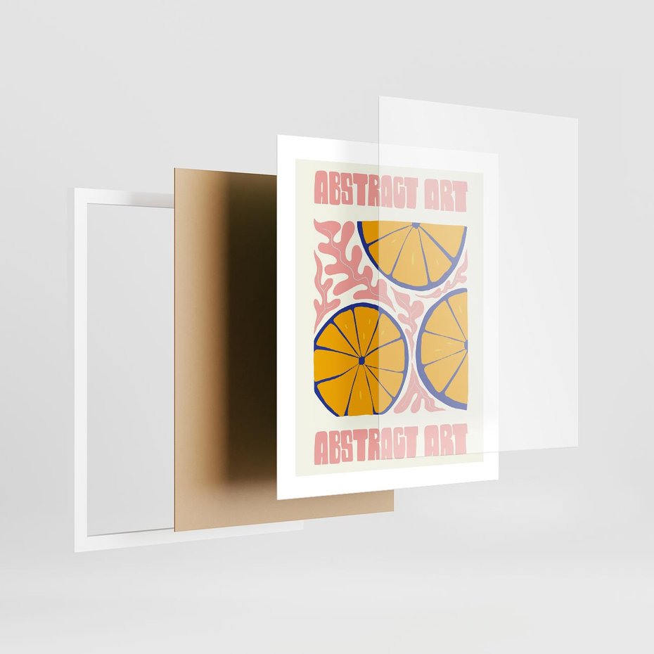 Plakat w ramie 40x50 - Podróżne Wizje - typografia, cytryny - rama biała