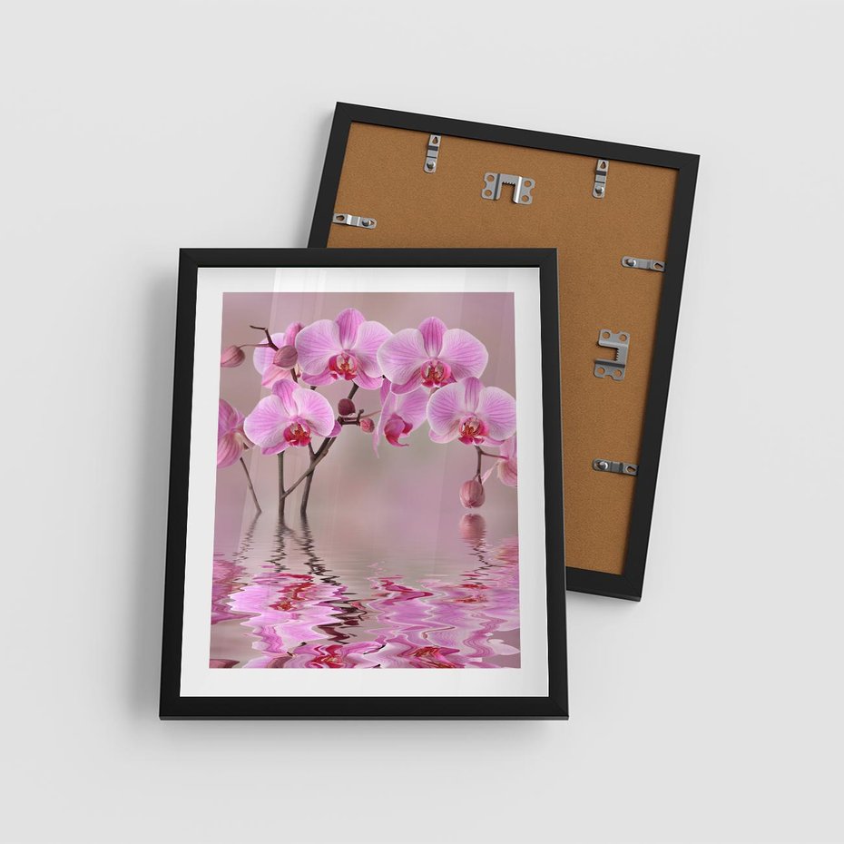Plakat w ramie 40x50 - Relaksacyjne spa w otoczeniu storczyka - spa, storczyk - rama czarna