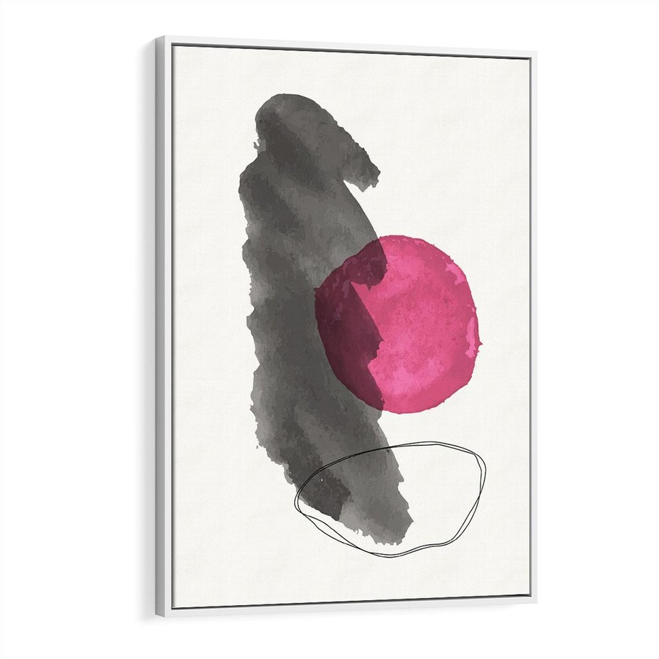 Obraz w ramie 70x100 - Bezczasowe Rytmy - abstrakcyjne nieregularne plamy, czarny - rama biała