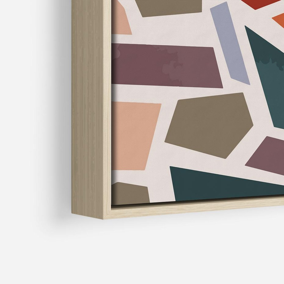 Obraz w ramie 50x50 - Modernistyczna Transcendencja - geometryczne kształty, mozaika - rama drewno