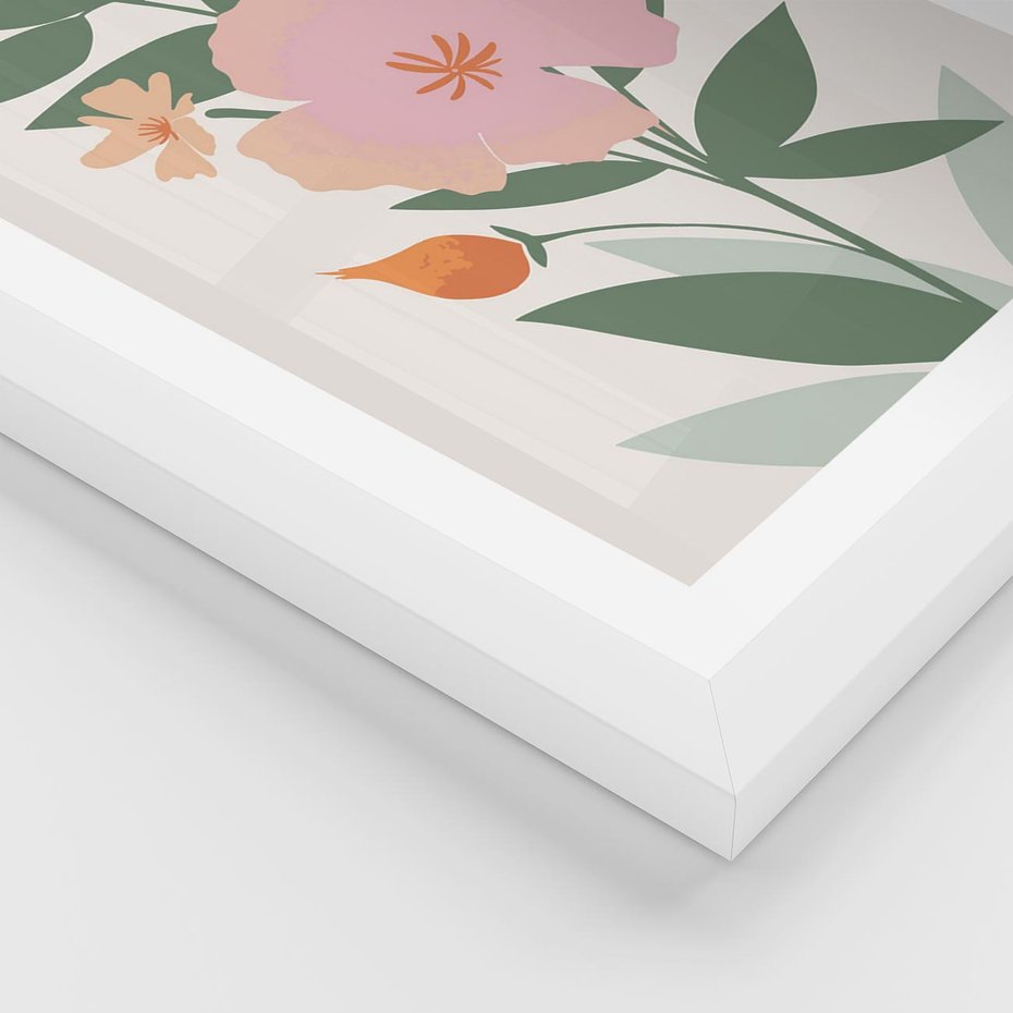 Plakat w ramie 40x50 - Kwiatowe Nastroje - kwiat, sztuka nowoczesna - rama biała