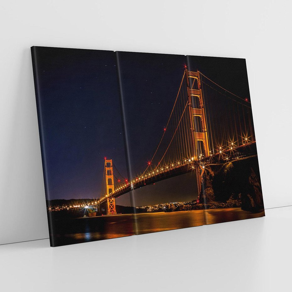 Obraz na płótnie 120x80 - Golden Gate nocą - USA - Golden Gate, noc