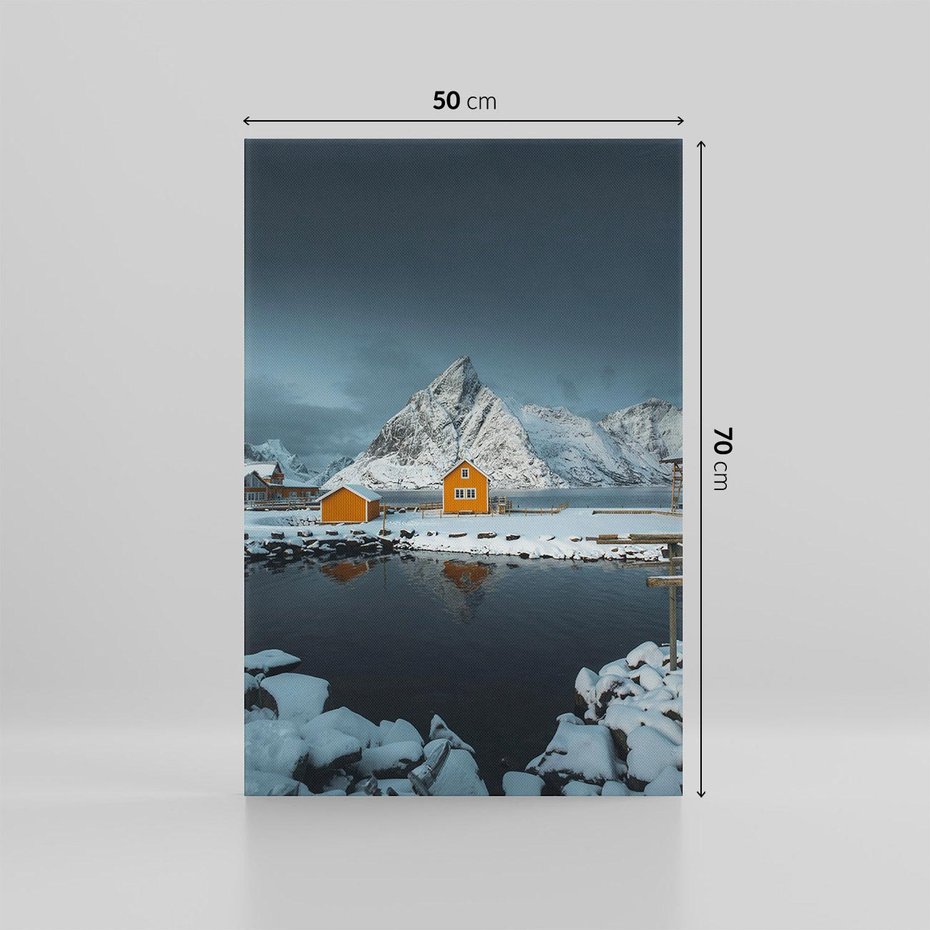Obraz na płótnie 50x70 - Minimalizm i Urok Natury - skandynawskie, domki