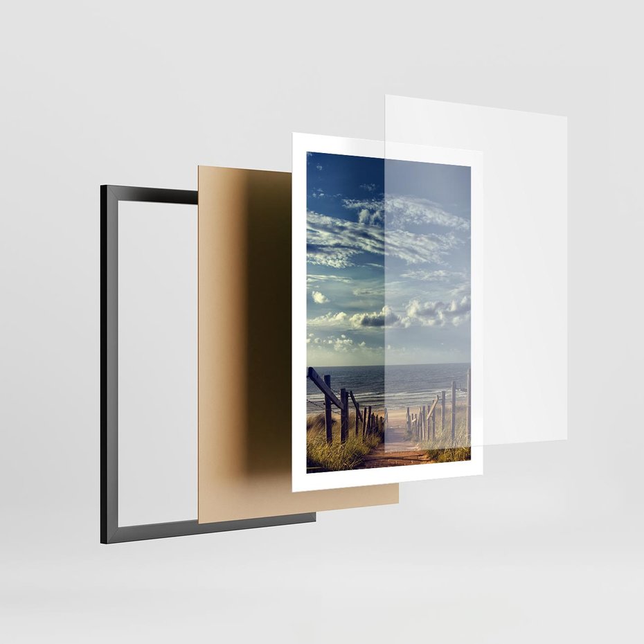 Plakat w ramie 50x70 - Plaża i morze - plaża, morze - rama czarna