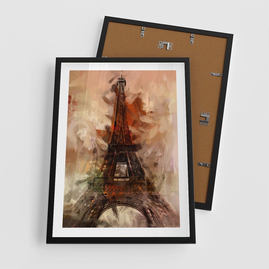 Plakat w ramie 50x70 - Abstrakcyjna Eiffla - miasto w nowej formie - Eiffla, abstrakcja - rama czarna