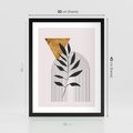 Plakat w ramie 30x40 - Geometria z Elementami Złota i Liści - grafika, złoto - rama czarna