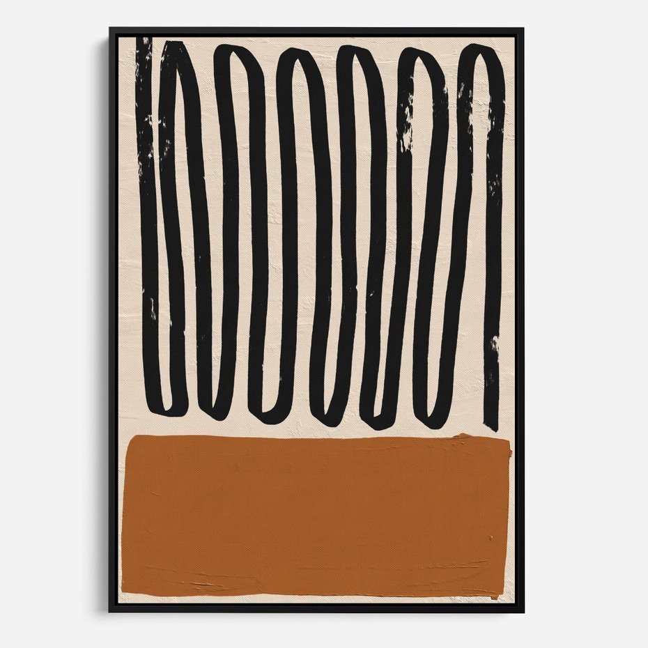 Obraz w ramie 70x100 - Boho Impulsy Kreatywności - abstrakcyjny plakat, brąz - rama czarna