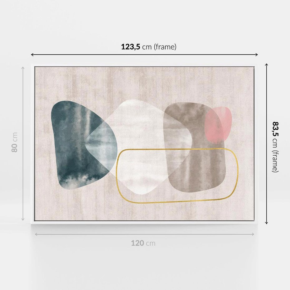 Obraz w ramie 120x80 - Minimalistyczne Plamy Farby - pastelowe geometryczne plamy, akwarela - rama biała