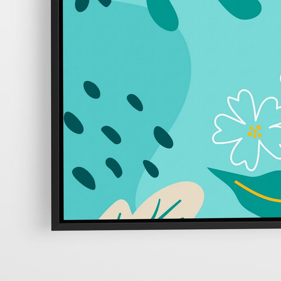 Obraz w ramie 50x50 - Rozkwitające Widoki - pastelowa kompozycja, kwiaty - rama czarna